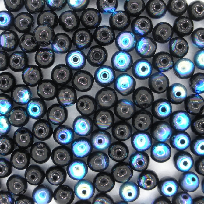 50 x 5mm round beads in Black AB