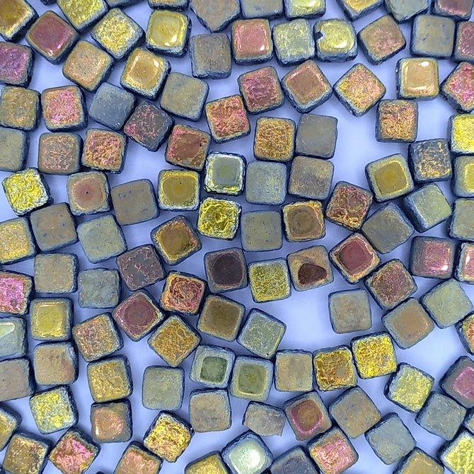 25 x 6mm Czech tiles in etched Full Marea