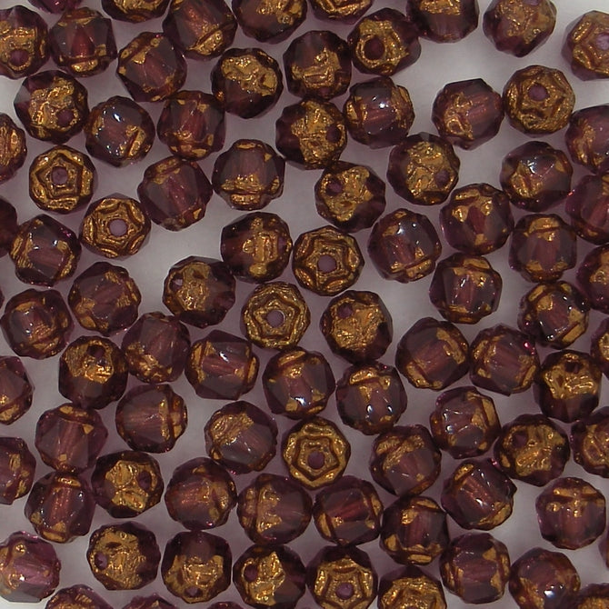 25 x 4mm window beads in Old Bronze/Amethyst