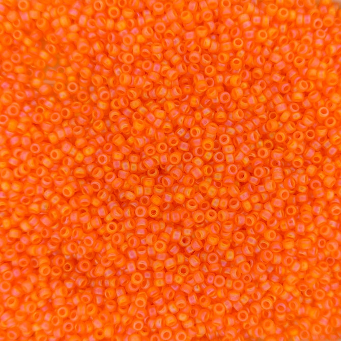 0138FR - 5g Size 15/0 Miyuki seed beads in Matt Transparent Orange AB