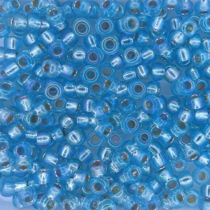 1018 - 10g Size 6/0 Miyuki seed beads in Silver lined Aqua AB