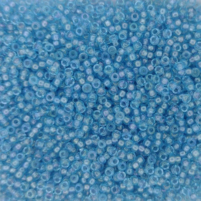 0376 - 10g Size 11/0 Miyuki seed beads in Sparklng Grey lined Aqua Lustre