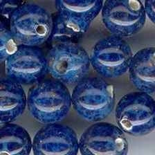 10 x 4mm round lampwork beads in Violet Blue (1950s)
