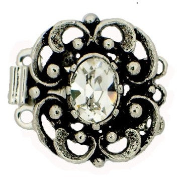 Claspgarten Old Palladium clasp with 3 rows 13849 - 16.5x14mm