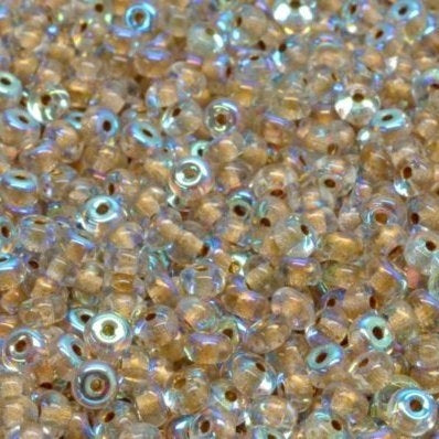 5g of glass spacers in Gold lined Crystal AB (2.5x4mm)