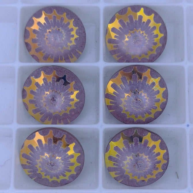 14mm rivoli in Light Amethyst with laser etched Shell (Aurora)