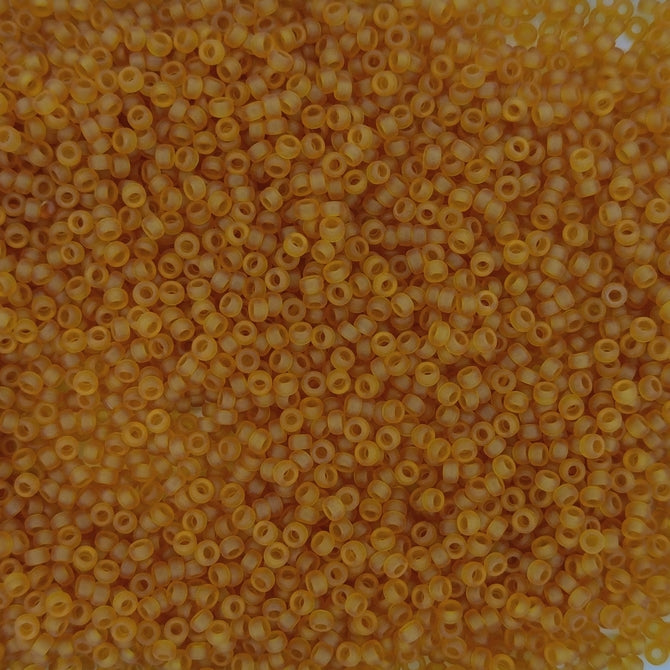 0133F - 5g Size 15/0 Miyuki seed beads in Matt Transparent Topaz