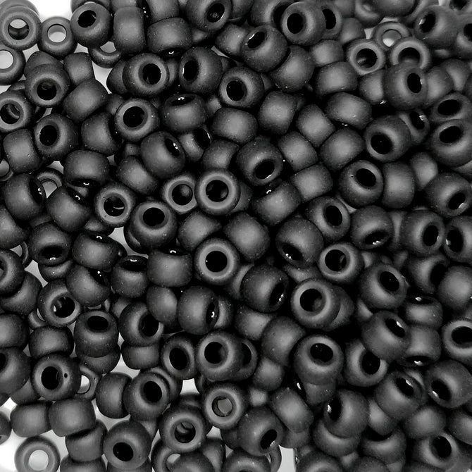 0401F - 10g Size 6/0 Miyuki seed beads in Matt Black