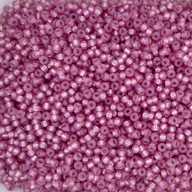 0645 - 10g Size 11/0 Miyuki seed beads in Silver lined Alabaster Dark Rose