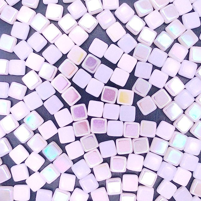 25 x 6mm Czech tiles in Alabaster AB