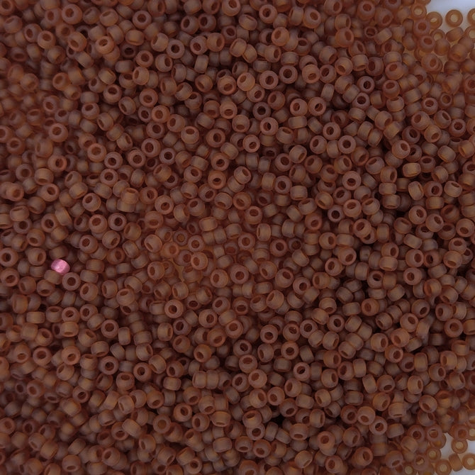 0134F - 5g Size 15/0 Miyuki seed beads in Matt Transparent Dark Topaz