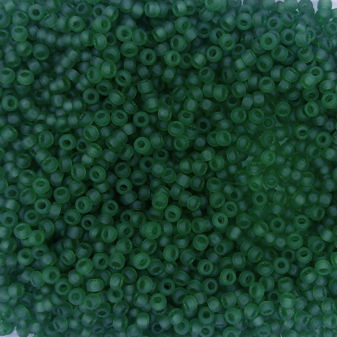 0146F - 10g Size 11/0 Miyuki seed beads in Matt Transparent Green