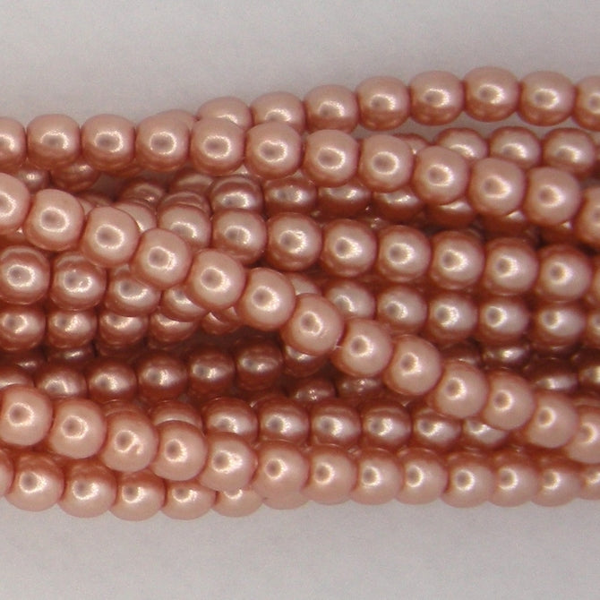 150 x 2mm round pearls in Light Salmon