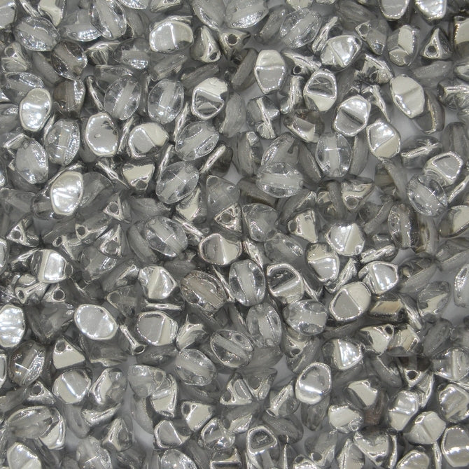 50 x pinch beads in Silver/Crystal (3x5mm)