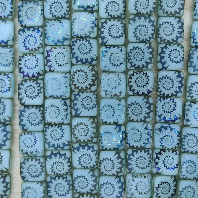 12 x 10mm beads in Turquoise Blue with laser etched shell