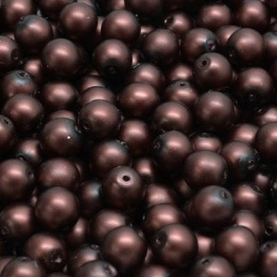 25 x 6mm pearls in Matt Brown