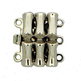 Claspgarten Silver bamboo clasp with 3 rows 13727 - 14x10mm