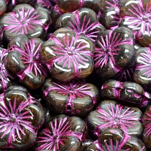 5 x 14mm Cherry flowers in R0239 with Purple Lustre