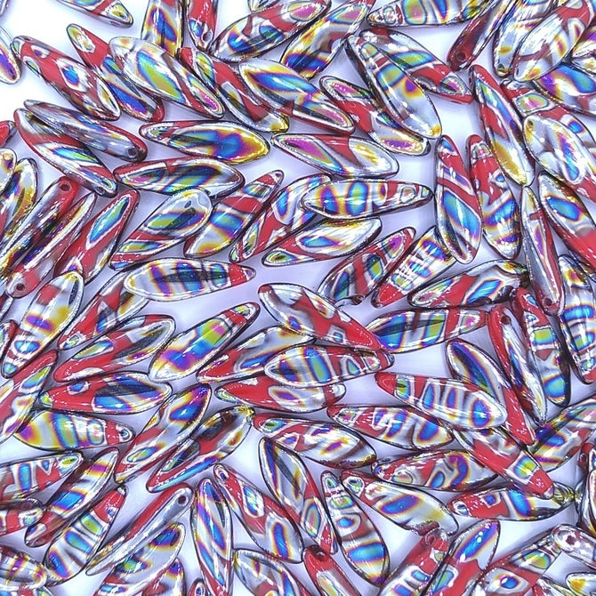 10 x daggers in Coral Red with Zebra Vitrail (5x16mm)