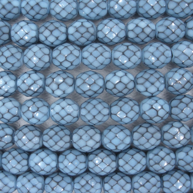 19 x 8mm Snake skin beads in Placed Blue