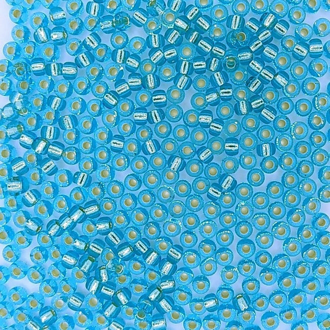 0018 - 10g Size 8/0 Miyuki seed beads in Silver lined Aqua