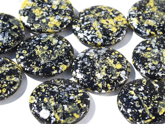 18mm Extra Low cabochon in Tweedy Yellow