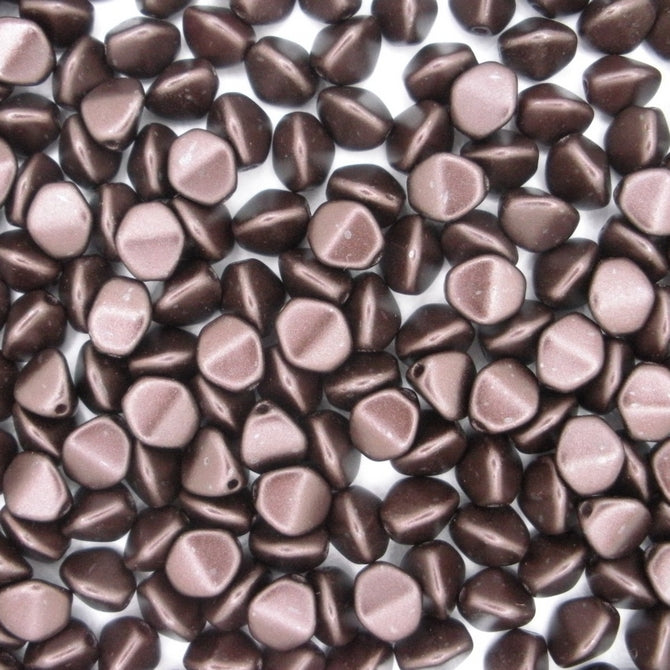 25 x large pinch beads in Pastel Dark Brown (5x7mm)