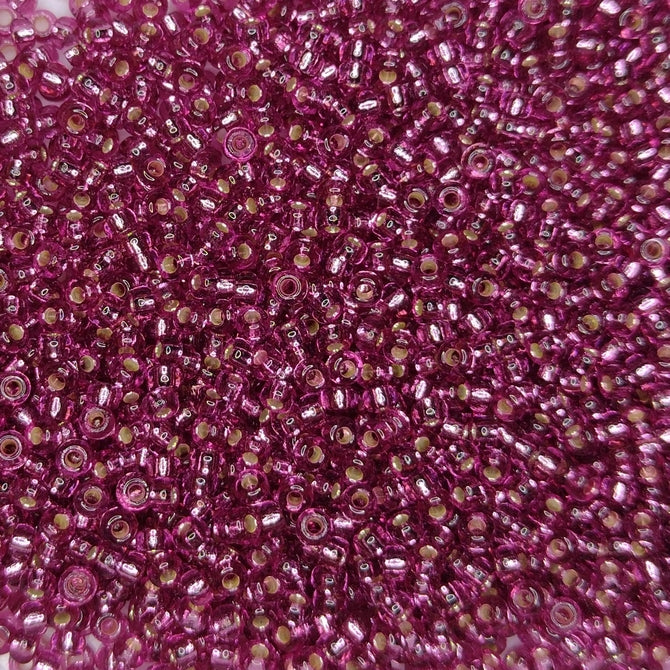 4269 - 10g Size 11/0 Miyuki seed beads in Duracoat Silver lined Hot Pink