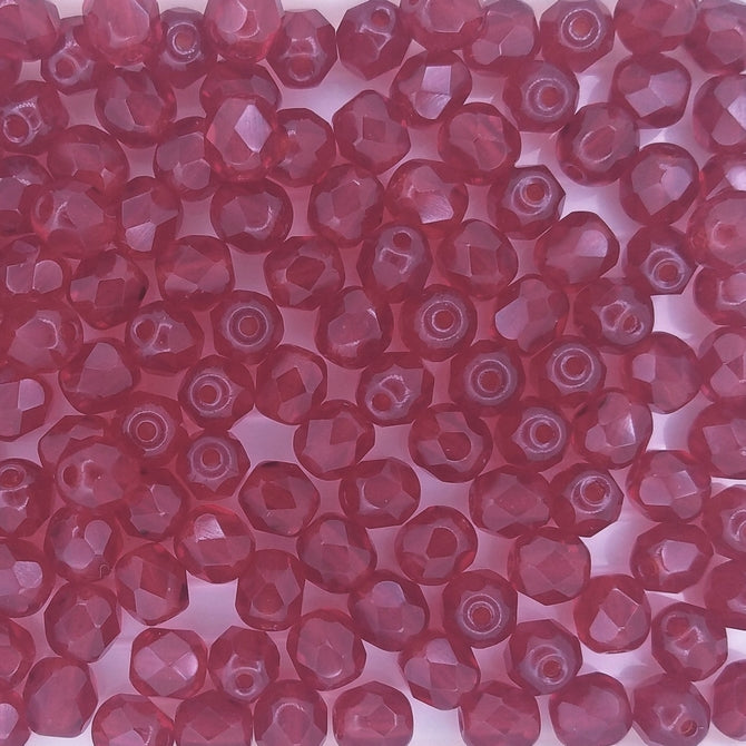 50 x 5mm faceted beads in Siam Ruby
