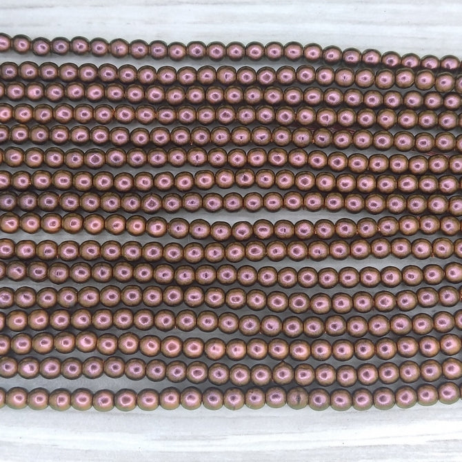 150 x 3mm round Polynesian pearls in Copper
