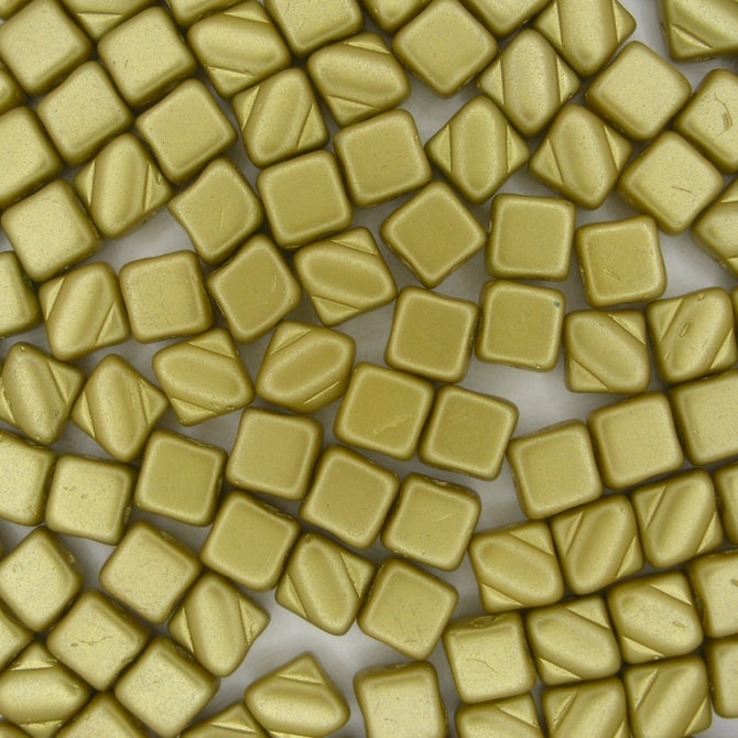 25 x 6mm Silky beads in Pastel Lime