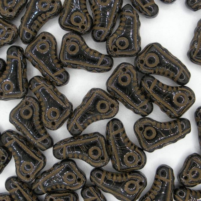 Pair of 15mm shoe beads in Black and Dark Brown
