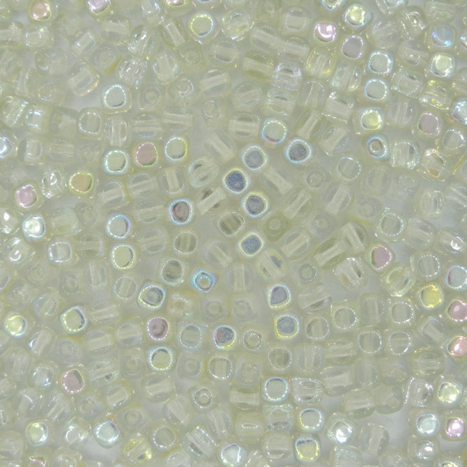 50 x 4mm cubes in Crystal Green Rainbow