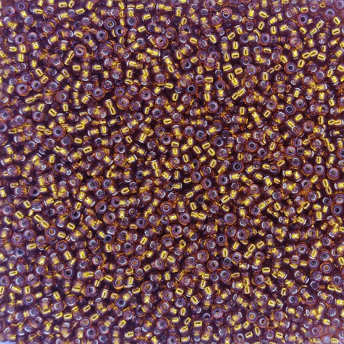 0005L - 5g Size 15/0 Miyuki seed beads in Silver lined Light Topaz