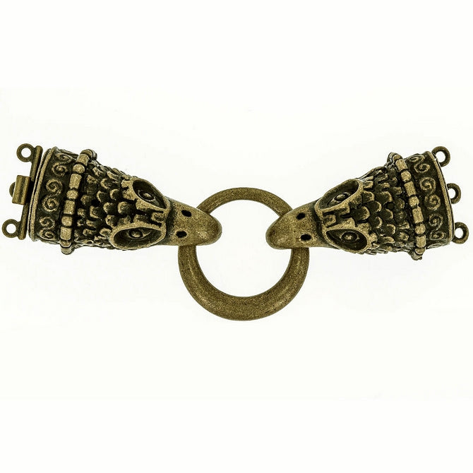Claspgarten Old Brass Dragon or Hawk clasp with 3 rows 14159 - 67mm