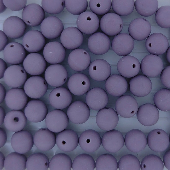 25 x 6mm round beads in Matt Opaque Purple
