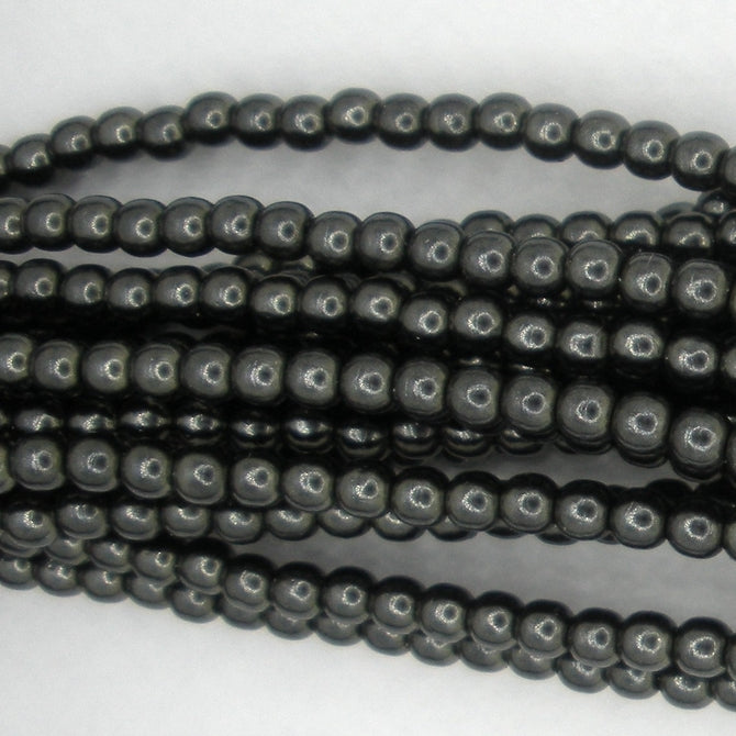 50 x 2mm round pearls in Charcoal