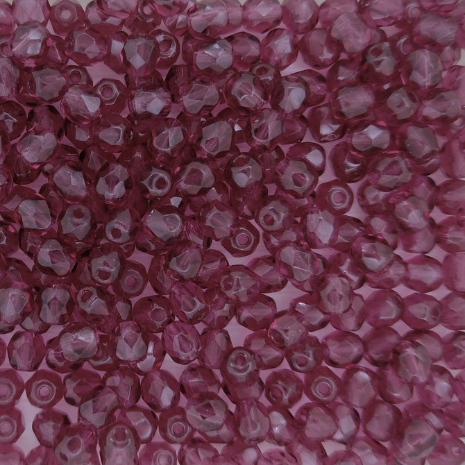 50 x 4mm faceted beads in Fuchsia