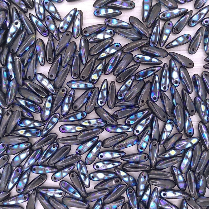 25 x mini daggers in Black with Peacock Spots (3x11mm)