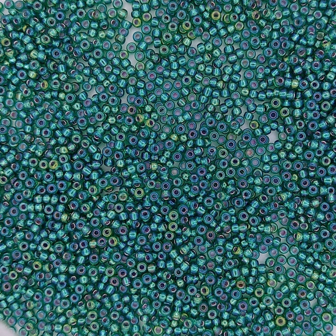 1017 - 10g Size 11/0 Miyuki seed beads in Silver lined Emerald AB