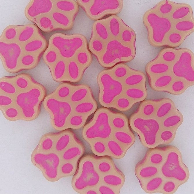 13mm Pawprint in Beige/Pink