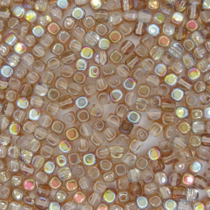 50 x 4mm cubes in Crystal Brown Rainbow
