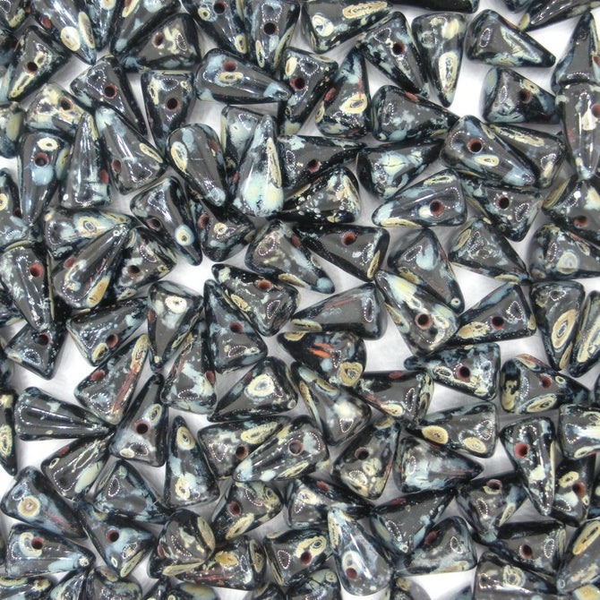 10 x small spikes in Black/Picasso (5x8mm)