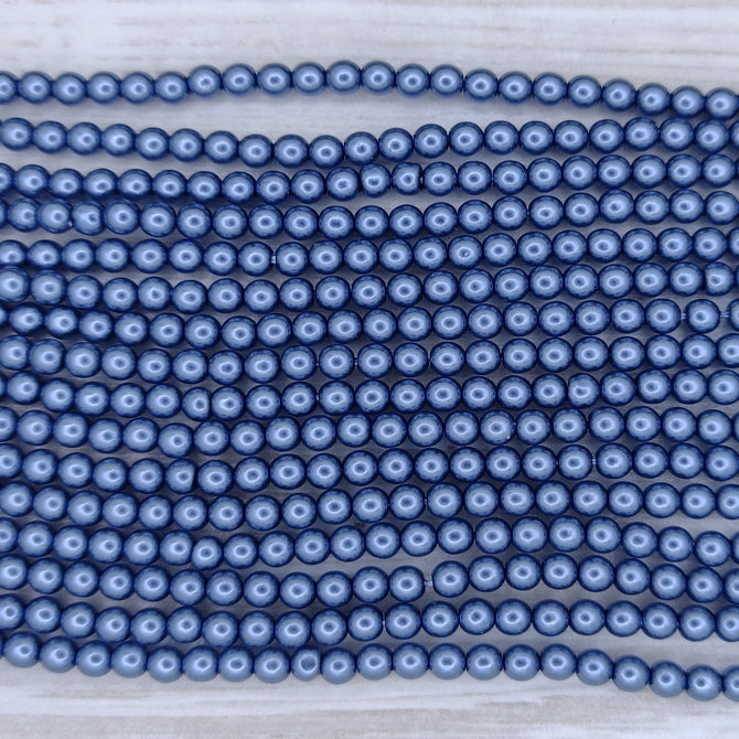 150 x 3mm round pearls in Persian Blue