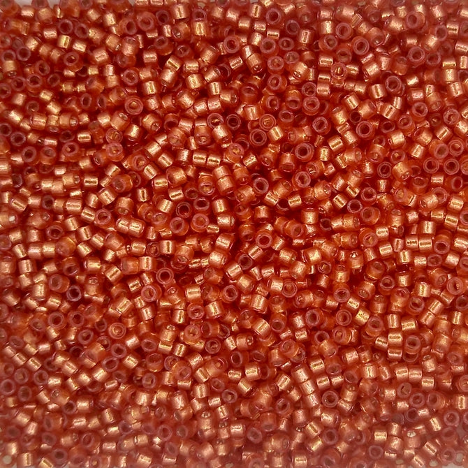 DB2158 - 1g Size 11/0 delicas in Duracoat Silver lined Clementine