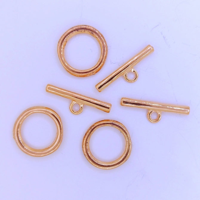 3 x 13mm Toggle clasps with 17mm bar in Rose Gold (UK production)