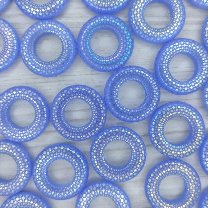 Large 18mm ring in Blue with laser etched Snakeskin