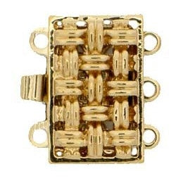 Claspgarten Gold basket weave clasp with 3 rows 13515w - 14x9mm