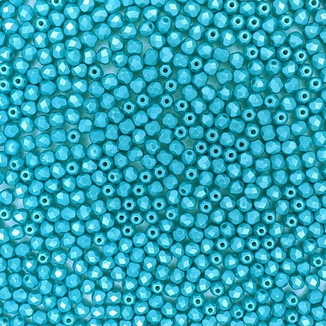 50 x 3mm faceted beads in Pastel Aqua