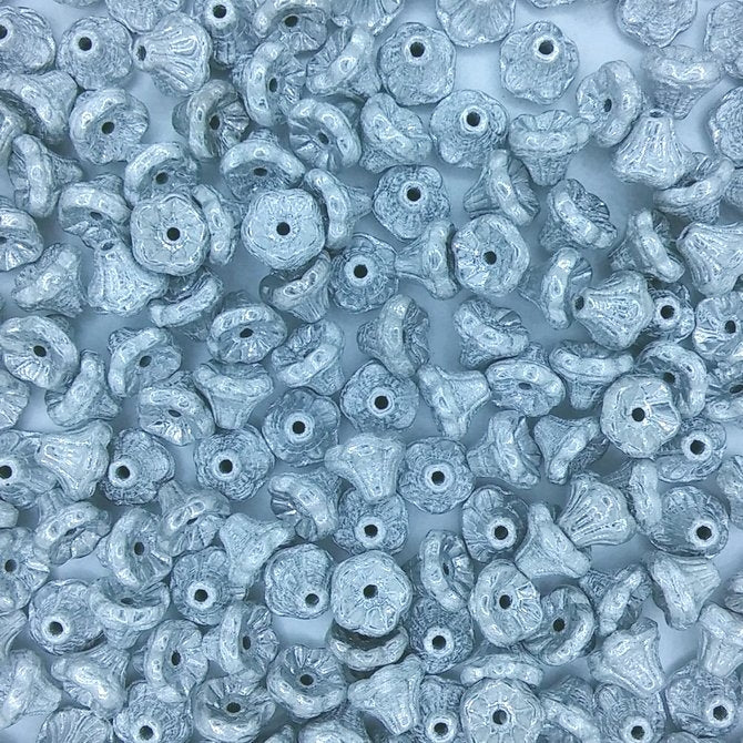 25 x flower cups in Silver (7x5mm)